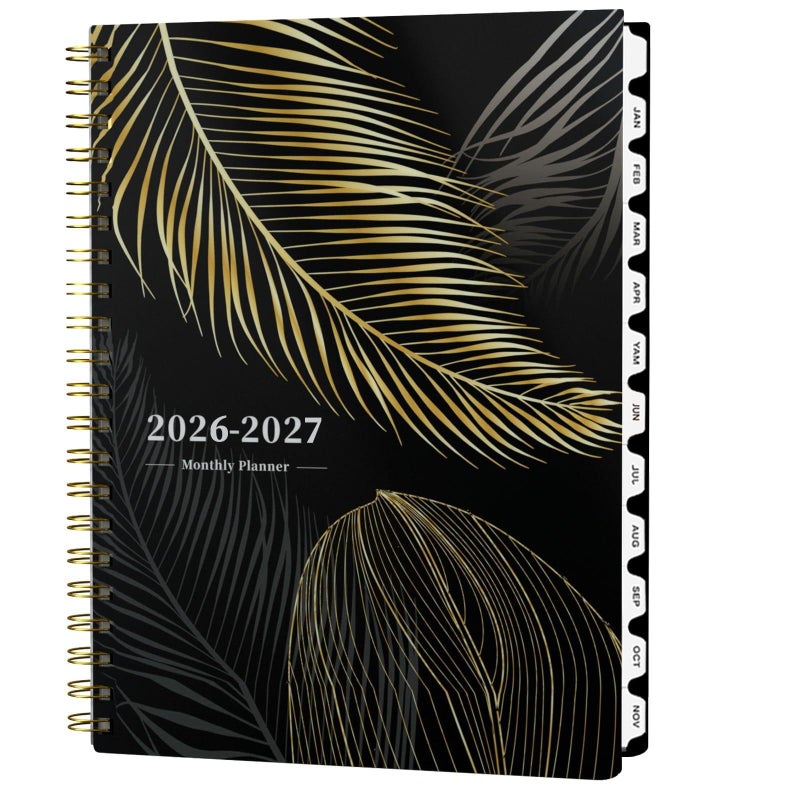 Ymumuda 2026 Monthly Planner - 2 Year Monthly Planner, JAN.2026 to DEC.2027, 8.5"" x 11"", Large Calendar with Spiral Bound, 24 Coated Tabs,24 Months Perfect for School & Office Schedule, Golden Leaves - Image 1